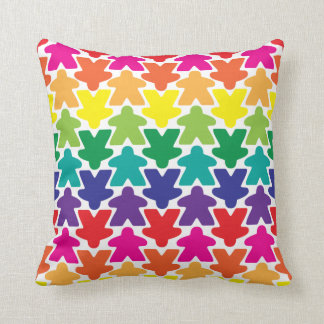 Rainbow Meeple Throw Pillow