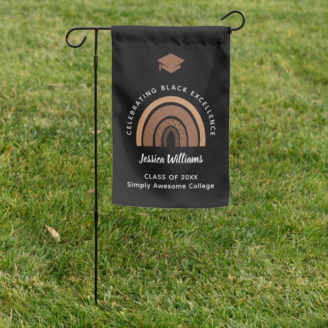 Rainbow Melanin Black Excellence Class Year Grad Garden Flag (In SItu)