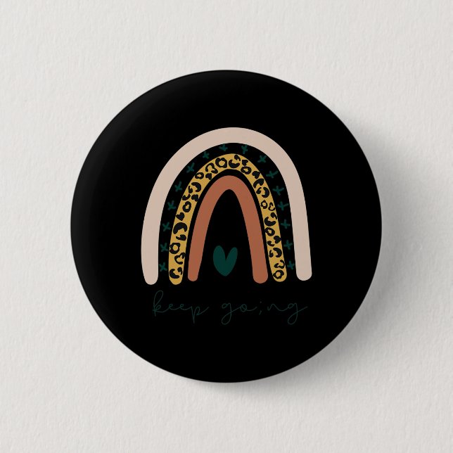 Rainbow Mental Health Semicolon Keep Going Boho Tr Button (Front)