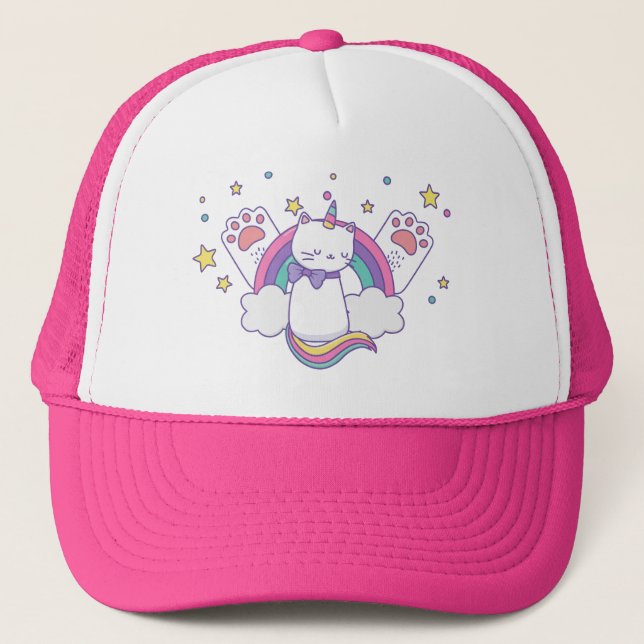 Rainbow  Meowgical Caticorn Trucker Hat (Front)