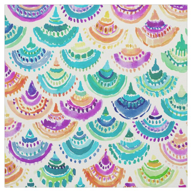 RAINBOW MERMACITA Colorful Mermaid Scallop Fabric (Swatch)