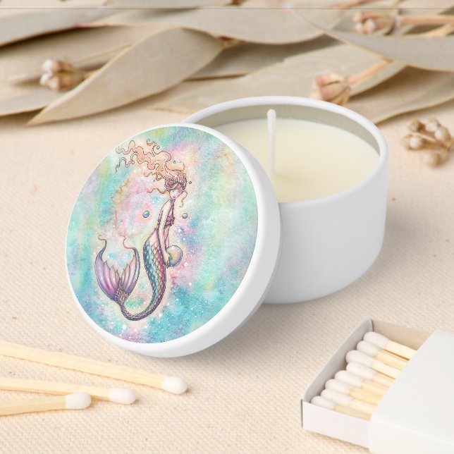Rainbow Mermaid Art by Molly Harrison  Mini Candle Favors (Insitu)