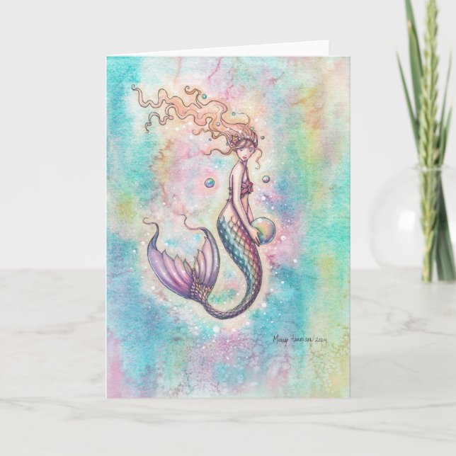 Rainbow Mermaid Art Card by Molly Harrison (Front)