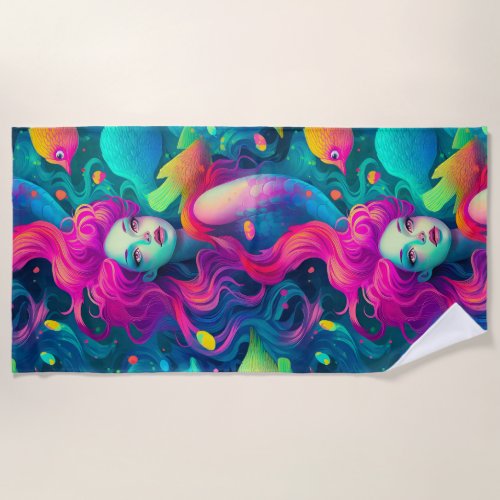 Rainbow Mermaid   Beach Towel