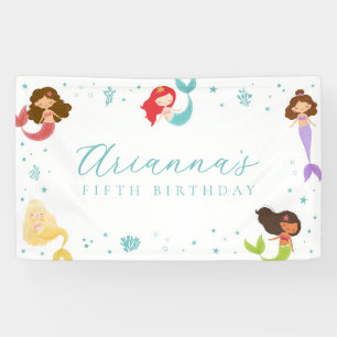 Rainbow Mermaid Birthday Banner