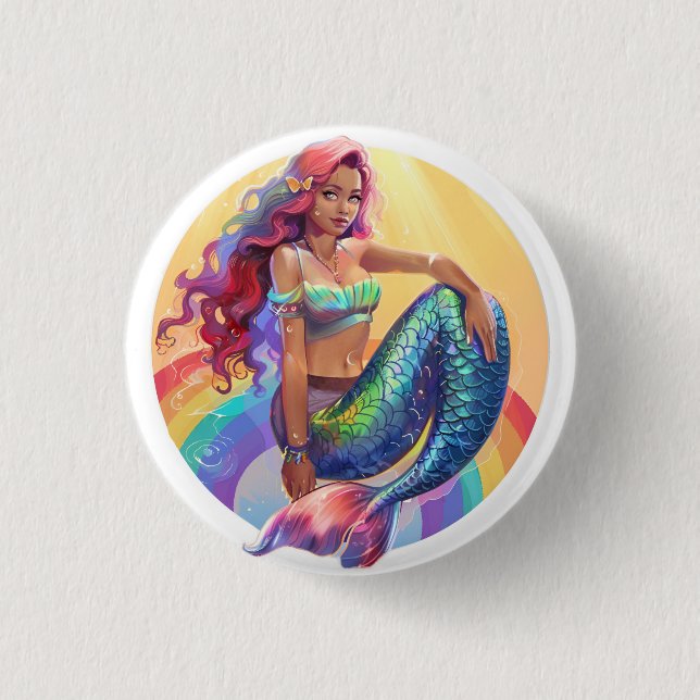 Rainbow Mermaid Button (Front)