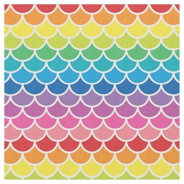 Rainbow Mermaid Fish Scales Fabric (Close Up)
