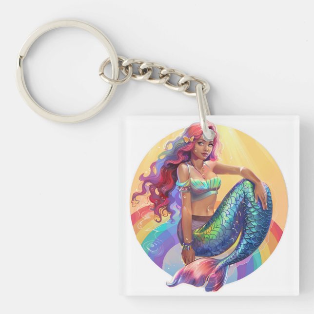Rainbow Mermaid Keychain (Front)