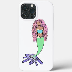 rainbow mermaid pink blue purple green black curly iPhone 13 pro max case