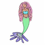 rainbow mermaid pink blue purple green black curly cutout<br><div class="desc">Beautiful fantasy mermaid! With rainbow colors of pink,  green,  blue,  purple and a hint of yellow. Complete with dark skin and curly hair...  inspired by my 2 girls. <3</div>