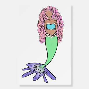 rainbow mermaid pink blue purple green black curly foam board