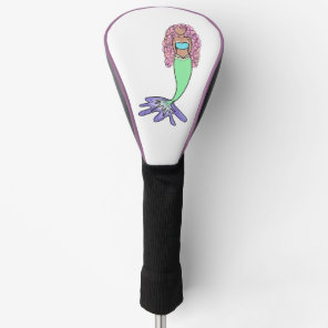 rainbow mermaid pink blue purple green black curly golf head cover