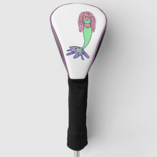 rainbow mermaid pink blue purple green black curly golf head cover