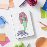 rainbow mermaid pink blue purple green black curly iPad pro cover<br><div class="desc">Beautiful fantasy mermaid! With rainbow colors of pink,  green,  blue,  purple and a hint of yellow. Complete with dark skin and curly hair...  inspired by my 2 girls. <3</div>