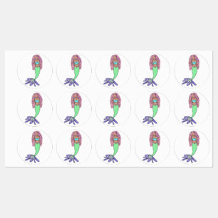 rainbow mermaid pink blue purple green black curly labels