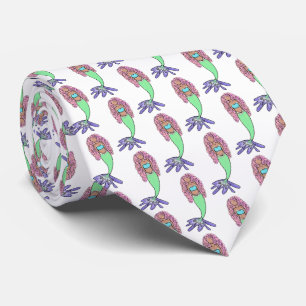 rainbow mermaid pink blue purple green black curly neck tie