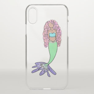 rainbow mermaid pink blue purple green black curly iPhone x case