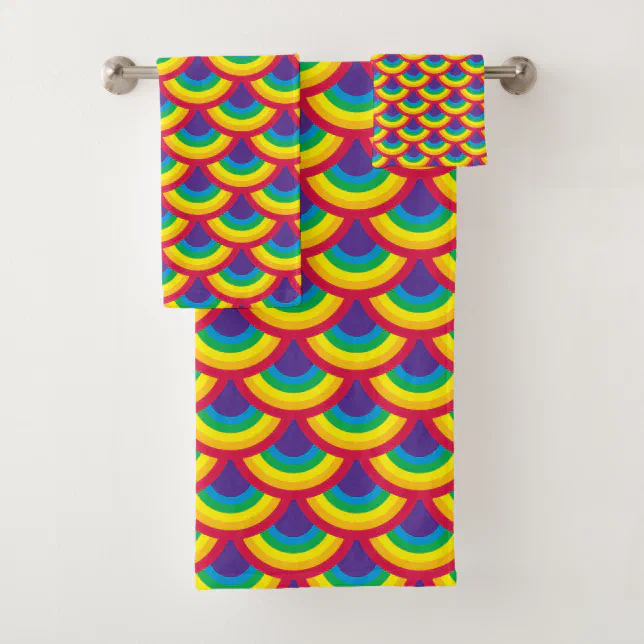 Rainbow Mermaid Scale Bath Towel Set Zazzle