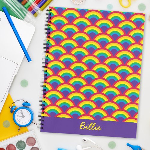 Rainbow Mermaid Scale Custom Name Notebook