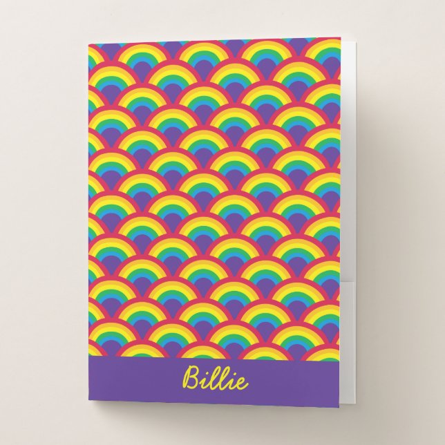 Rainbow Mermaid Scale Custom Name Pocket Folder (Front)