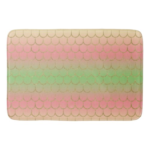 Rainbow mermaid scale design bath mat
