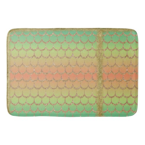 Rainbow mermaid scale design bath mat