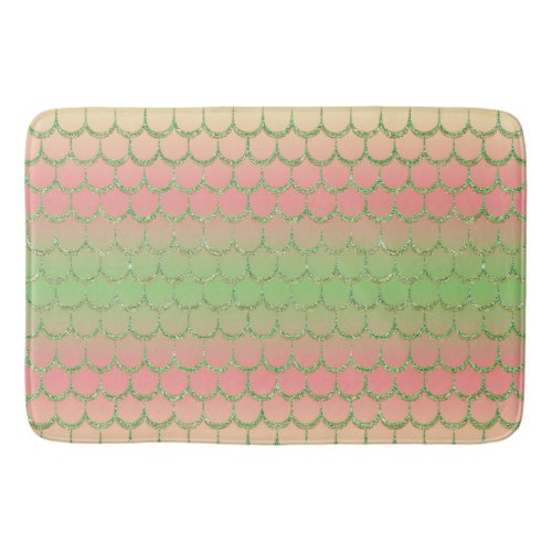 Rainbow mermaid scale design bath mat