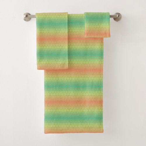 Rainbow mermaid scale design bath towel set