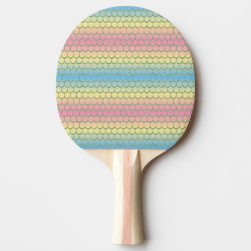 Rainbow mermaid scale design ping pong paddle