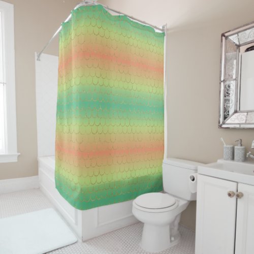 Rainbow mermaid scale design shower curtain