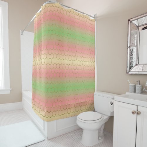 Rainbow mermaid scale design shower curtain