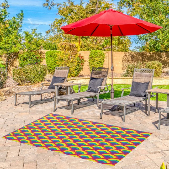 Rainbow Mermaid Scale Outdoor Rug (Creator Uploaded)