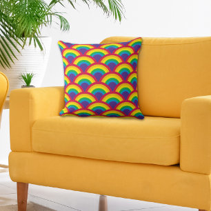 Rainbow Mermaid Scale Throw Pillow