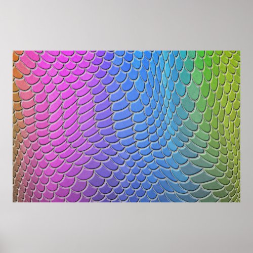 Rainbow mermaid scales fish scale poster