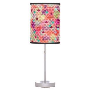 Rainbow Mermaid Scales Girly Table Lamp