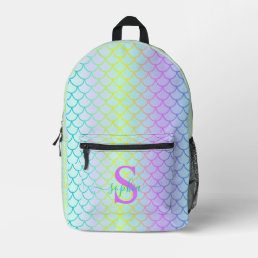 Rainbow Mermaid Scales Neon Holographic Cool Teens Printed Backpack