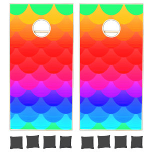 rainbow mermaid scales ombre cornhole set