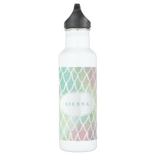 Rainbow mermaid scales pretty girly modern unique stainless steel water bottle