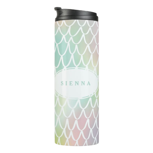 Rainbow mermaid scales pretty girly modern unique thermal tumbler (Rotated Right)