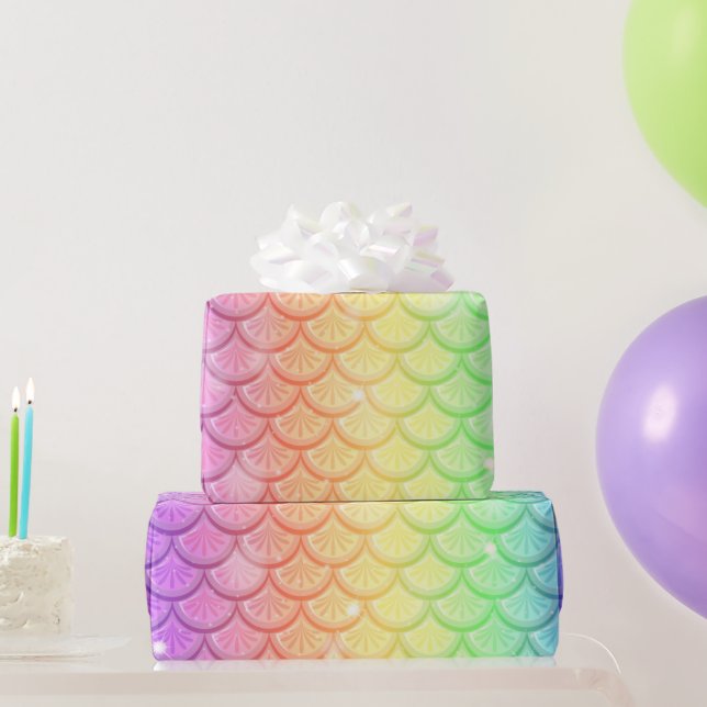 Rainbow Mermaid Scales  Wrapping Paper (Party Gifts)