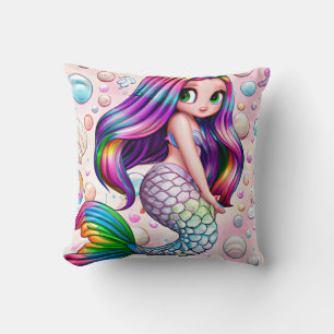 Rainbow Mermaid   Throw Pillow