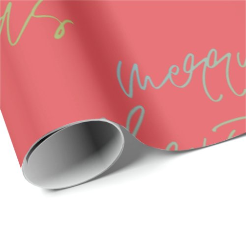 Rainbow Merry Christmas Beautiful Red Cherry Wrapping Paper