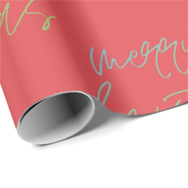 Rainbow Merry Christmas Beautiful Red Cherry Wrapping Paper (Roll Corner)