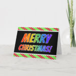 [ Thumbnail: Rainbow "Merry Christmas!" + Christmas Stripes Card ]