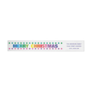 Rainbow Merry Christmas -Long Return Address Label