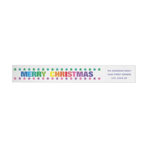 Rainbow Merry Christmas _Long Return Address Label