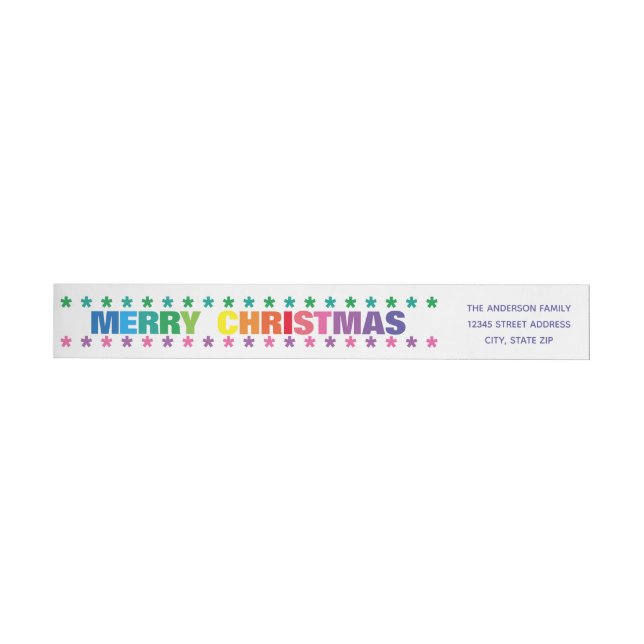 Rainbow Merry Christmas -Long Return Address Label (Individual)