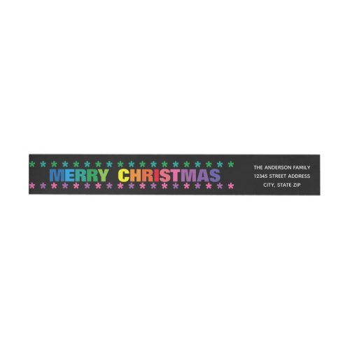 Rainbow Merry Christmas _Long Return Address Label