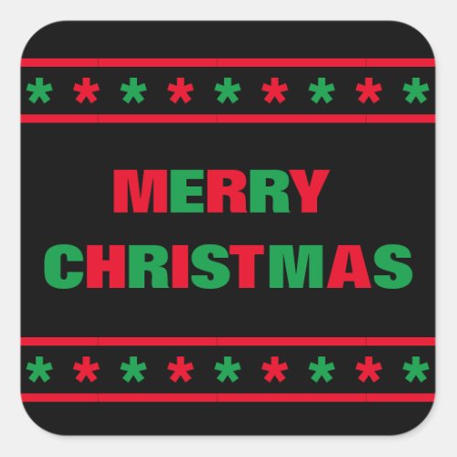 Rainbow Merry Christmas _ Square Sticker