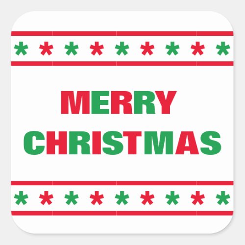 Rainbow Merry Christmas _ Square Sticker